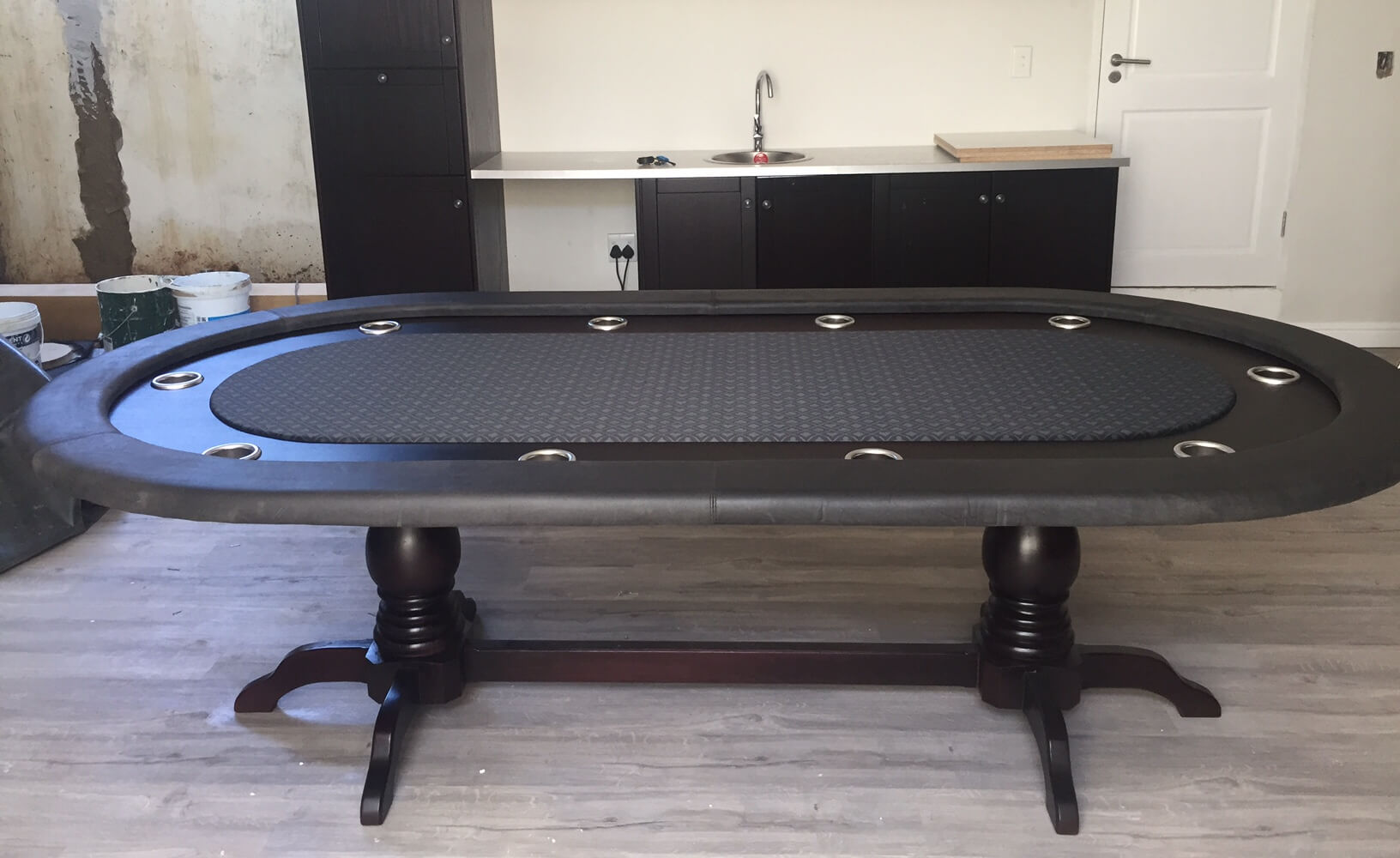 Stadium-Shaped Converted Poker Table with LEDs - Steamboat Tables Custom Poker Tables (1)